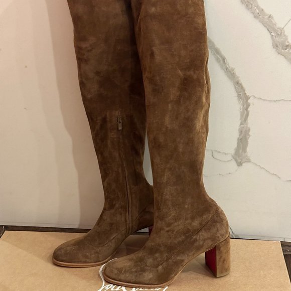 Christian Louboutin STRETCHADOXA BOTTA ALTA 70 Suede Over Knee Tall Boots - Picture 4 of 16